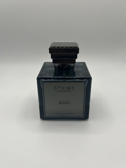 Black Anubis decant – oud leather fragrance with saffron, rose, nutmeg, amber, and tonka bean.

