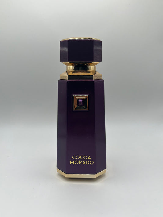 Cocoa Morado decant – spicy gourmand unisex fragrance inspired by Oud Cadenza with saffron, oud, caramel, cocoa butter, and vanilla.

