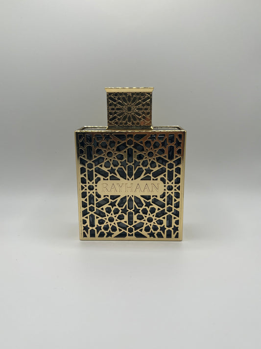 Rayhaan Elixir decant bottle – warm and fresh men’s fragrance with bergamot, honey, and vanilla notes.

