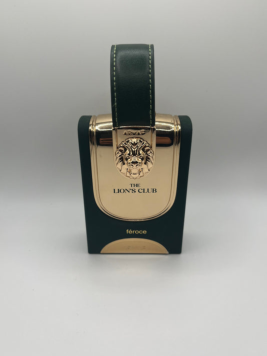The Lion’s Club Féroce decant – woody aromatic fragrance inspired by PDM Haltane with sage, lavender, saffron, praline, cedarwood, and oud.

