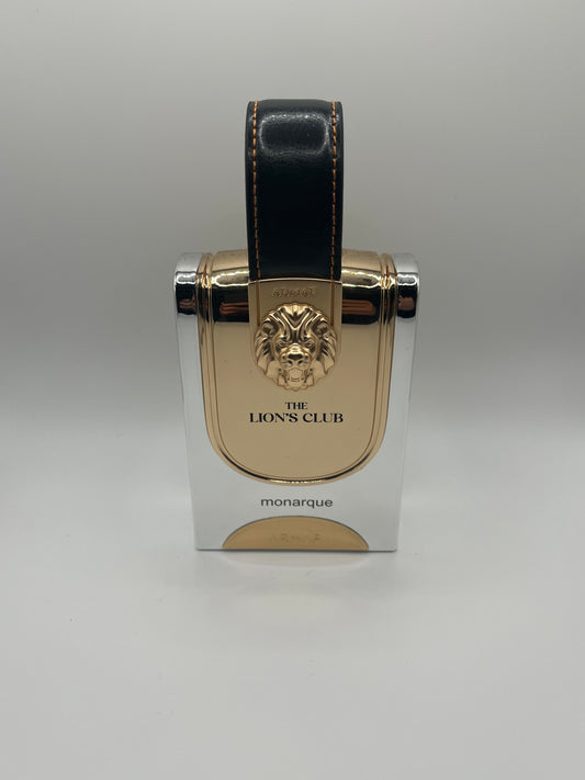 The Lion’s Club Monarque decant – sweet woody fragrance inspired by PDM Althair with cinnamon, vanilla, almond, tonka bean, and guaiac wood.

