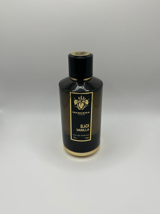 Mancera Black Vanilla decant – creamy floral fragrance with black currant, coconut, jasmine, vanilla, and white musk.

