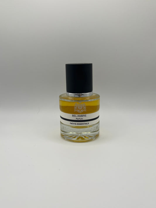 Bel Ambre decant – elegant amber woody fragrance with lemon, orris, juniper, leather, and vetiver.

